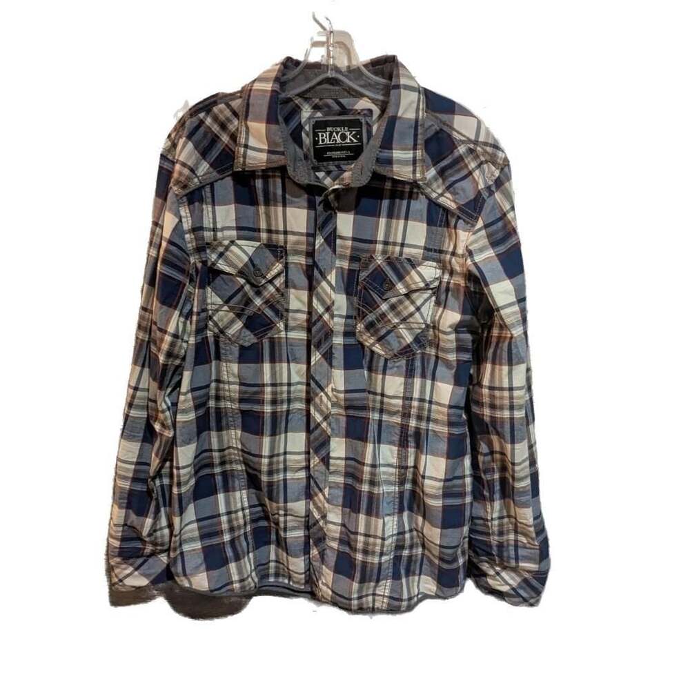 Buckle Black No. 48 Men's Blue and White Plaid Standard Fit Western L